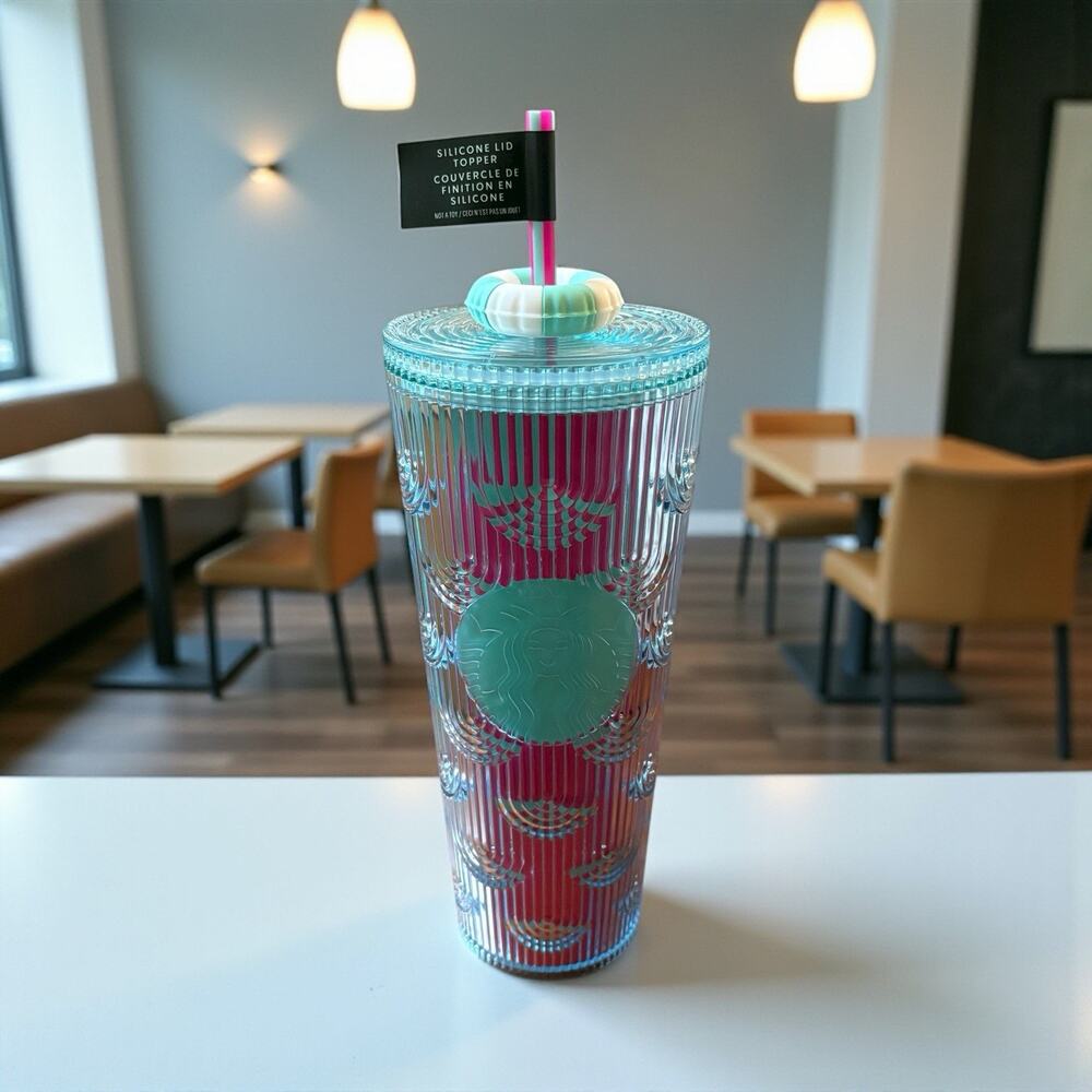 NEW Starbucks Color Shifting Blue Pink Pool Floaty Float Straw Topper Tumbler
